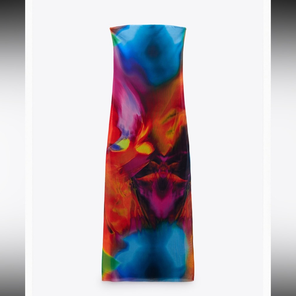 Zara printed tulle midi dress